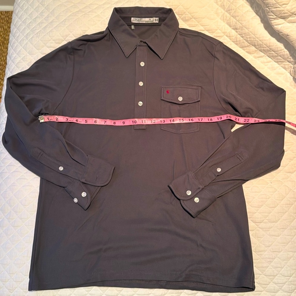 Criquet men’s long sleeve polo in gray - medium